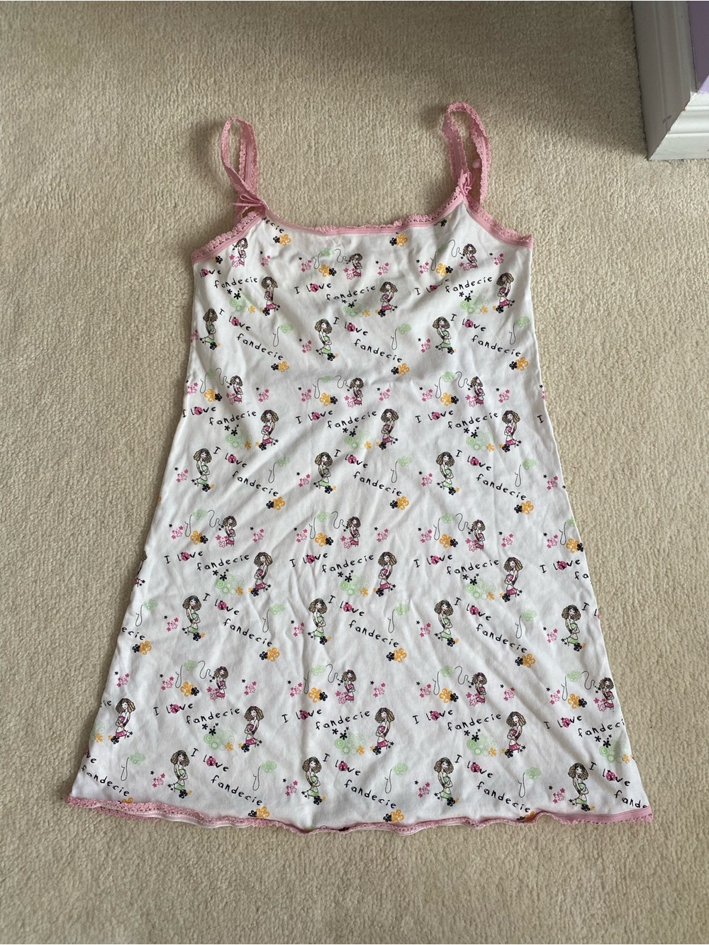 Fandeecie Pink Lace-Trimmed Slip Dress